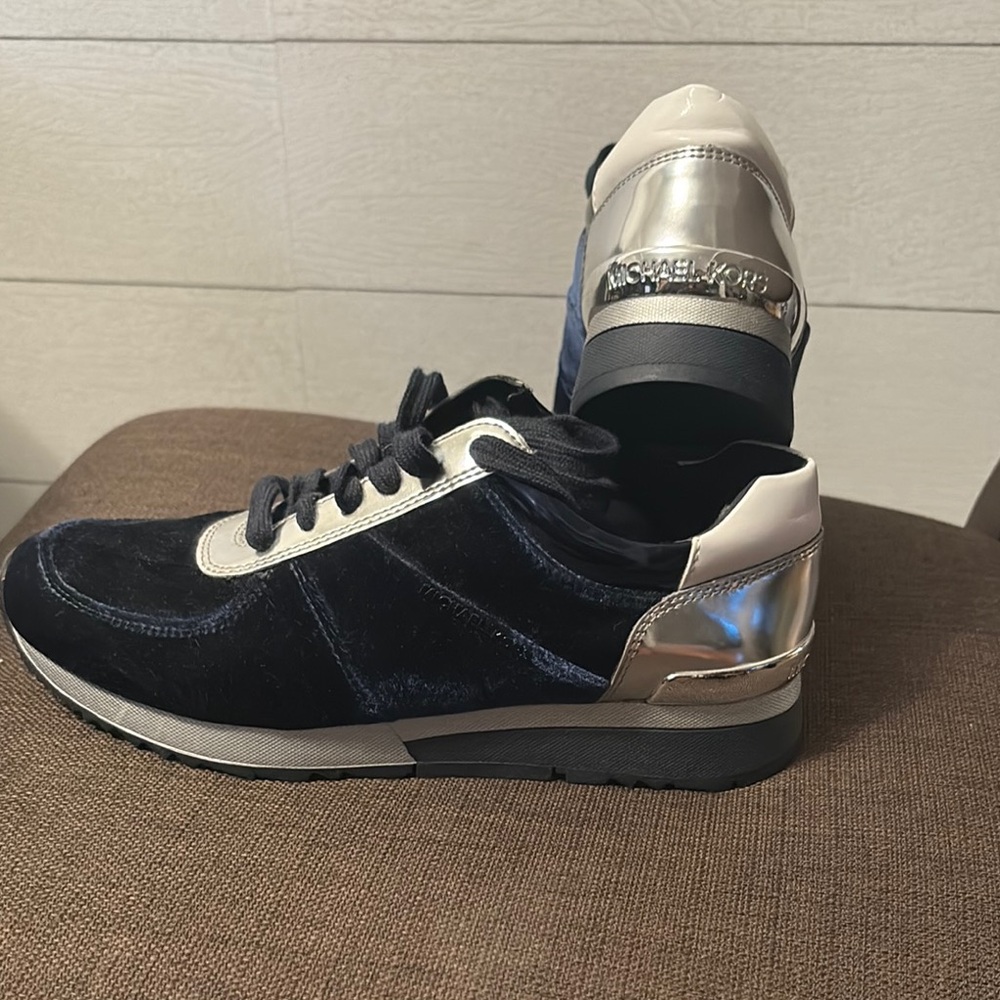 Michael Kors Black and Silver Sneakers with Lace-up Design